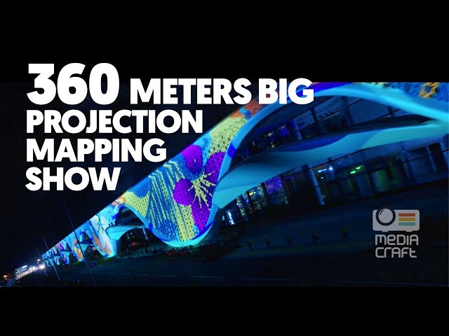 360 meters wide 3D projection mapping by MediaCraft.pl (1181 ft wide)