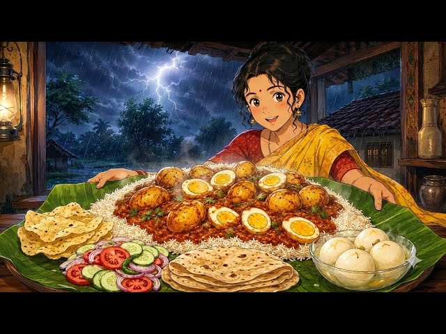 🌧️ 1990s Peaceful Indian Village Life | Rainy Day Daily Routine | Traditional Cooking | Ghibli Style