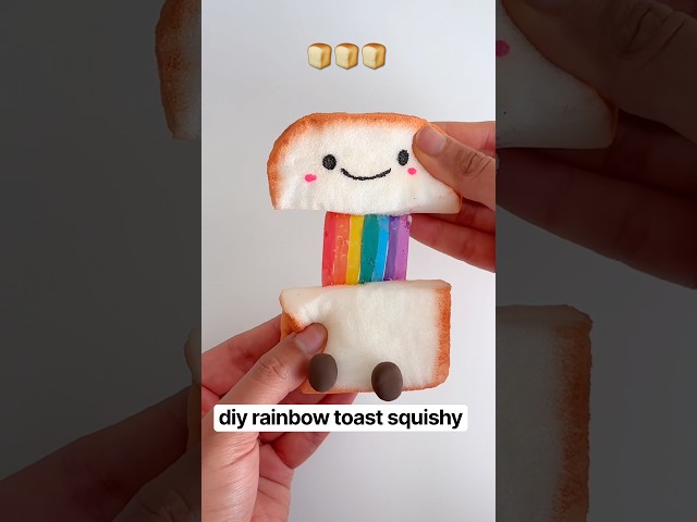 🍞I Made The Viral Rainbow Toast Squishy!! #diy #squishy #crafts #fidget