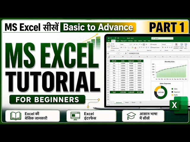 MS Excel Part-1 | MS Excel Tutorial in Hindi | Introduction to Excel for Beginners