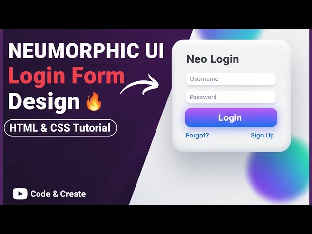 Neumorphism Login Form Using HTML & CSS  🔥 Gradient UI (NO JavaScript)