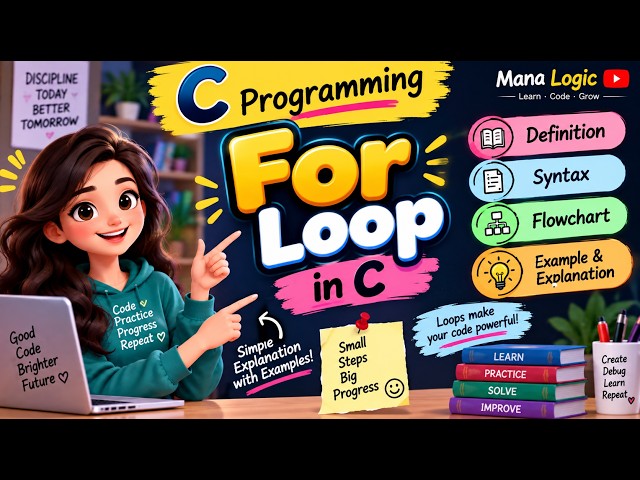 For Loop in C 🔄 | Definition, Syntax, Flowchart & Example | C Programming for Beginners