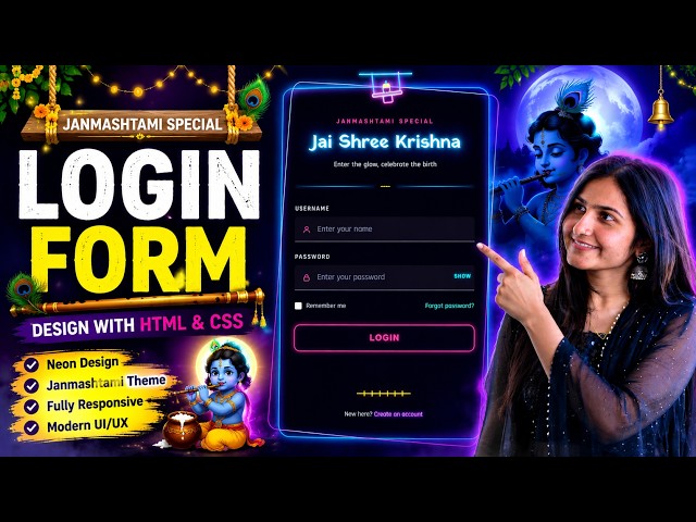 😍 Janmashtami Special Login Form | Krishna Theme Website with HTML & CSS | Creative Design #krishna
