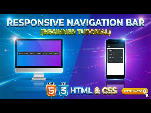 Create a Responsive Navigation Bar Using HTML & CSS | Beginner Friendly Tutorial