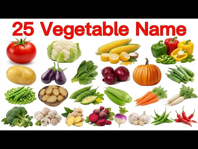 25 Vegetable Names for Kids | 25 Vegetable Name English to Hindi | Vegetables Name & Pictures