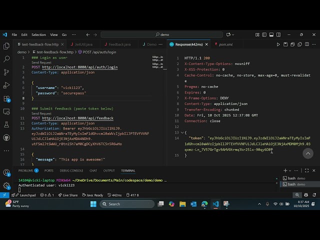 Feedback API using SpringBoot and Java