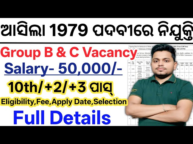 ଆସିଗଲା 1979 ପଦବୀ ନୂଆ ନିଯୁକ୍ତି 2026// Odisha New Govt Job Updates// Odisha Govt Job Recruitment 2026