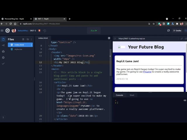 Building and Hosting a website on Replit