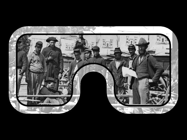 (VR 3D image) April 1863: Falmouth VA, Engineer Corps Ambulance Train Wagons