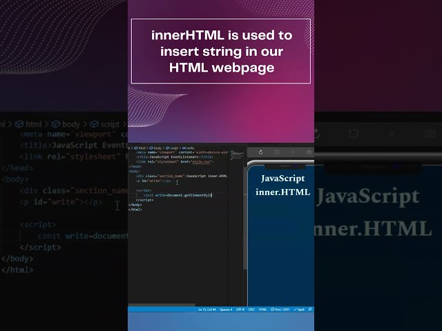 JAVASCRIPT innerHTML | Tutorial #short #innerhtml #javascript #shorts