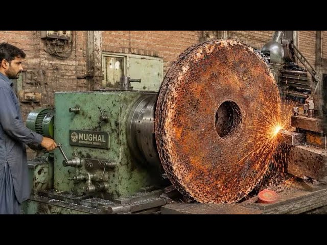 How Giant Steel Discs Are Made From Scrap Metal | Amazing Heavy-Duty Lathe Machining Process