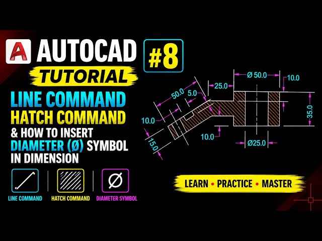 AutoCAD 2D Tutorial #8 | Practice Drawing Step by Step @sharmacad  #autocad #autocadtutorial
