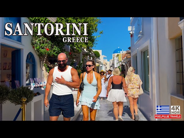 Santorini Greece 4K Walking Tour 🇬🇷 Oia White Streets & Caldera Views