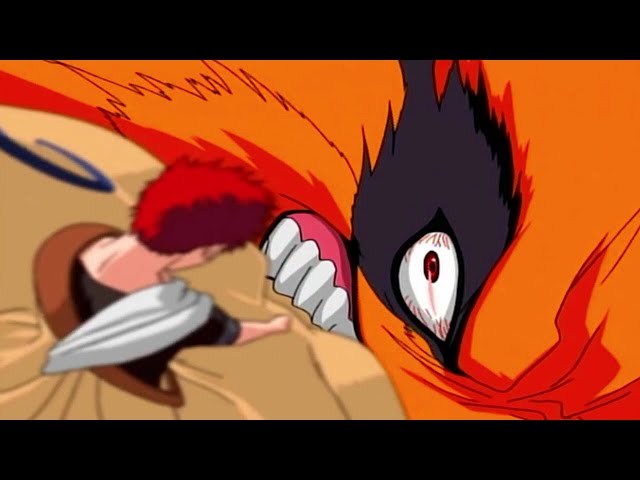 naruto se transforma en el zorro de las nueve colas y ataca a gaara | naruto español latino