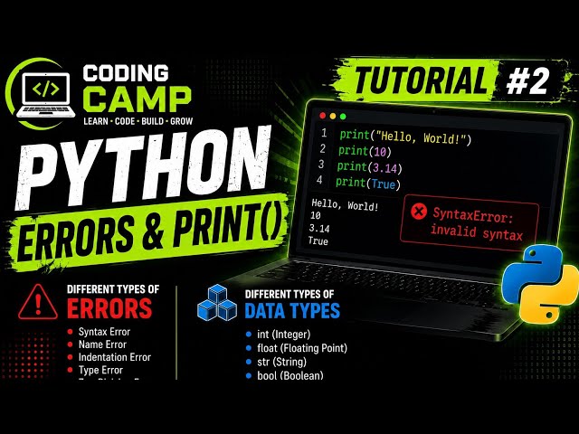  Python Tutorial for Beginners #2 | Python Errors & Data Types Explained