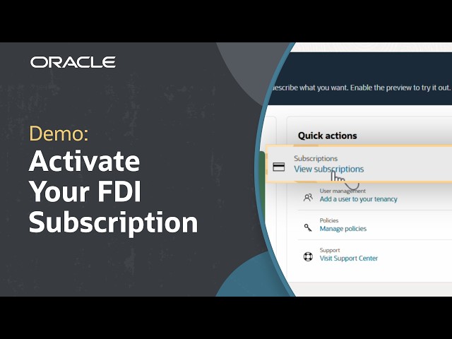 How to Activate an Oracle Fusion Data Intelligence Subscription