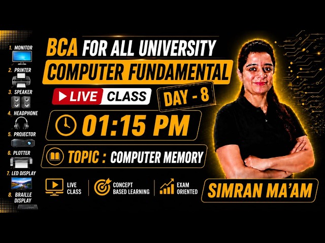 Computer Memory Explained | BCA Computer Fundamentals Day 8 | All University | Live Class #bca