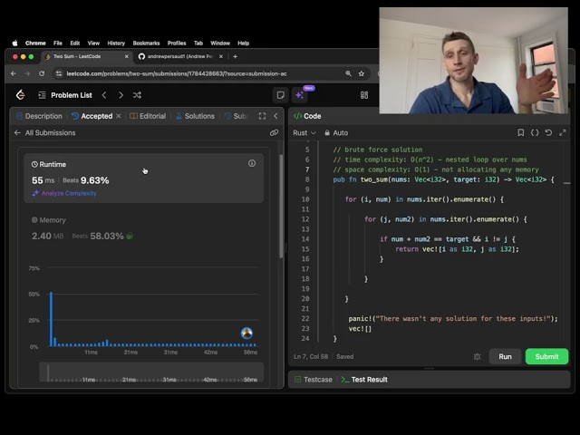 Rust Algorithms Live Coding - Two Sum Leetcode Problem #1,  Three Different Solutions