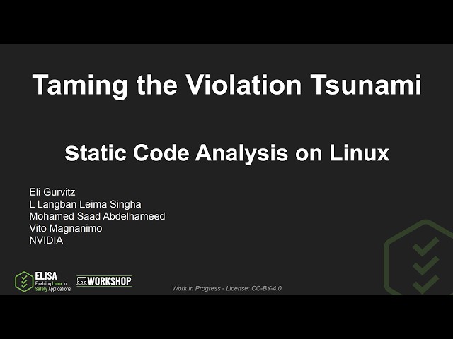 ELISA Workshop 2026: Taming the Static Code Analysis Violation Tsunami