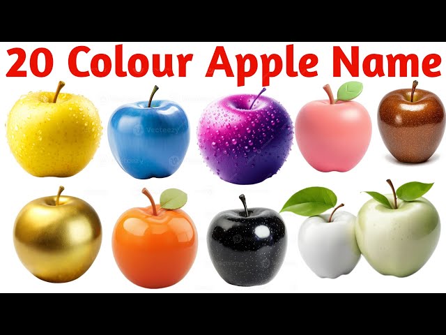 Names of 20 Colorful Apples | Color Apple Names in Hindi & English | Kids Fruit & Color Learning
