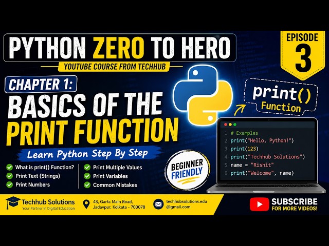 Python Zero to Hero | Episode 3 | Chapter 1: Basics of the Print Function | Python for Beginners