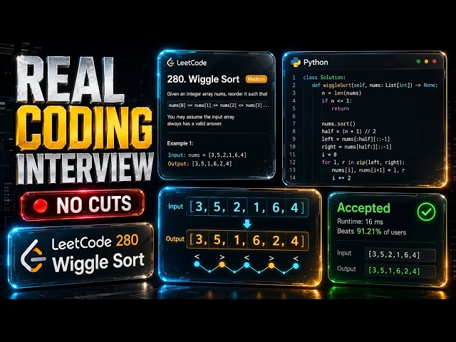 No Cuts: LeetCode 280 Wiggle Sort Mock Coding Interview in Python