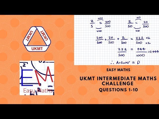 UKMT Intermediate Maths Challenge 2017 Questions 1-10