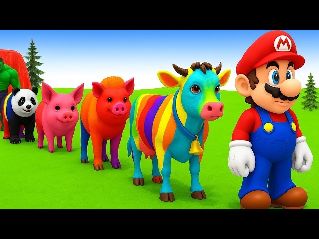 Long Slide Game With Cow Elephant Gorilla Hippopotamus Tiger 3d Animal Game Funny 3d Animals