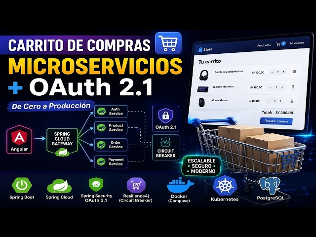 🚀 Carrito de Compras con Angular + Microservicios | OAuth 2.1, Spring Gateway, Docker y Kubernetes