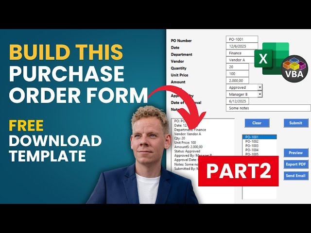 Auto-Numbering, Vendor Lookup & PO Loading in Excel VBA (Purchase Order System Part 2)