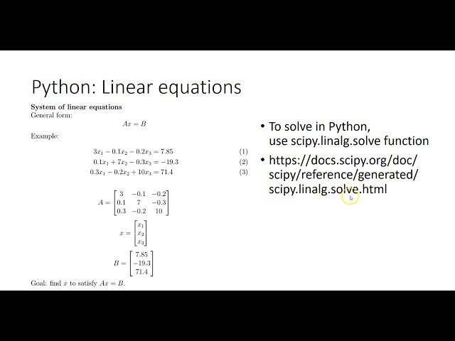 Python Built In Functions for Linear Equations