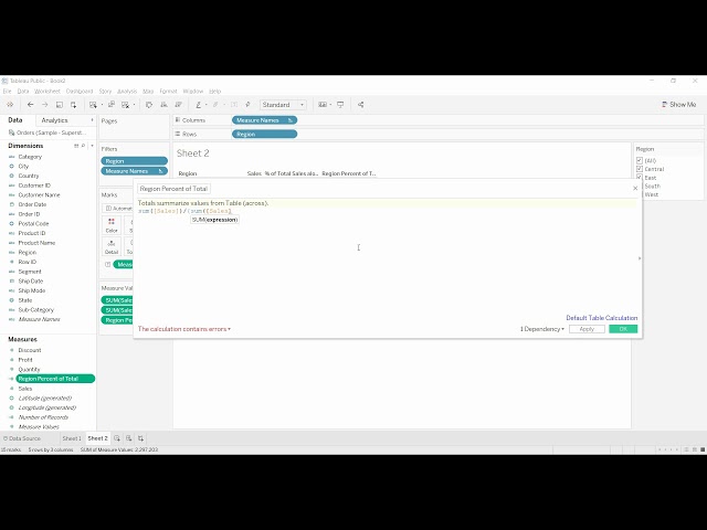 Tableau Tutorial - Correct Percent of Total with Filters