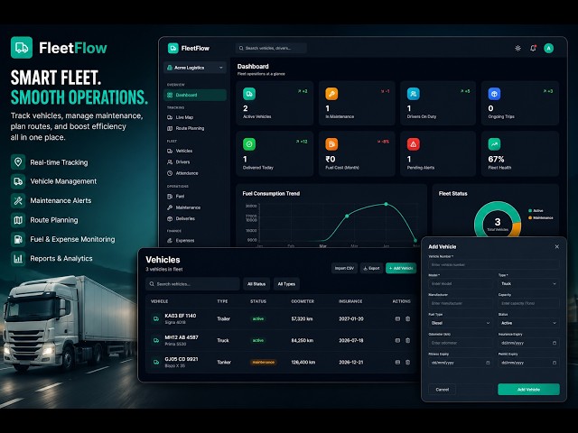 Fleet Management System UI Design | Full Admin Dashboard