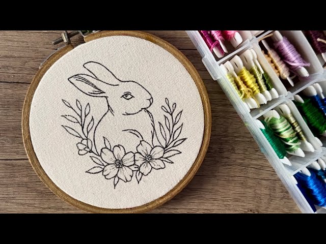 Cute floral rabbit embroidery video || Embroidery for Beginners - Let’s Explore 