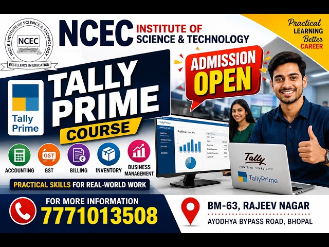 Tally Prime Admission Open 2026 | Tally Course in Bhopal | NCEC Institute | Join Now