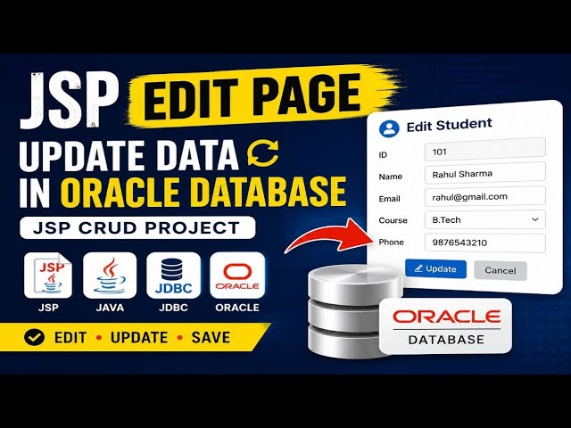 JSP Edit Page | Update Student Details in Oracle Database | JSP CRUD Project | Java Full Stack