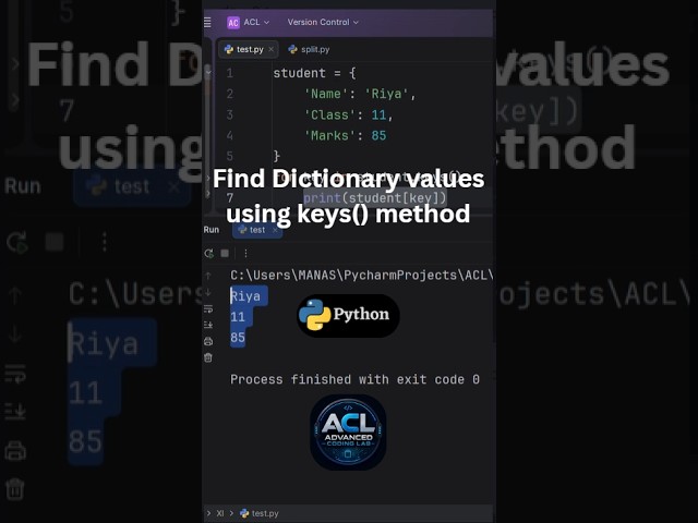 How to Display Dictionary Values Using keys() method in Python !@AdvancedCodingLab