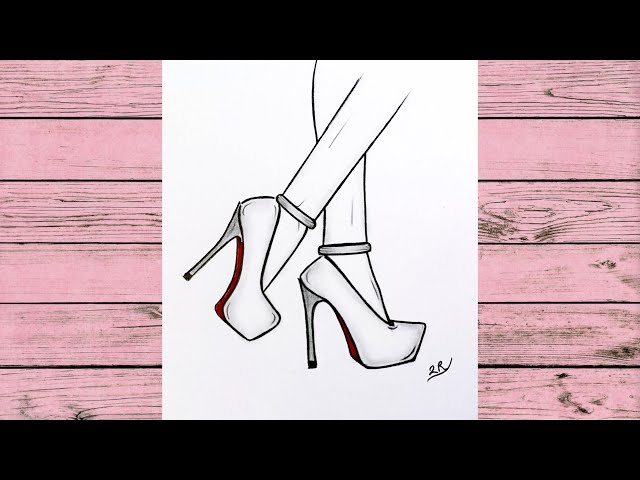 How To Draw Feet With High Heels For Beginners | Sketching | High heels drawing | shoes drawing