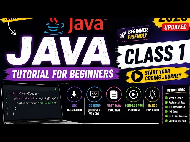 🚀 Java Tutorial for Beginners | Class 1 | Learn Java from Scratch (2026)#Java#LearnJava#JavaTutorial