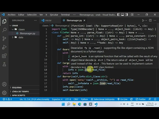 Manejo Archivos JSON en Python