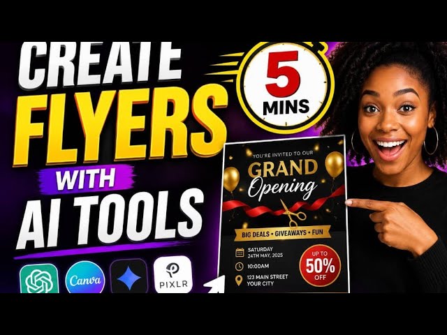 👉How To Create Flyer In 5mins#AlTools#AlForBeginners#chatgpt#FlyerDesign#AlDesign