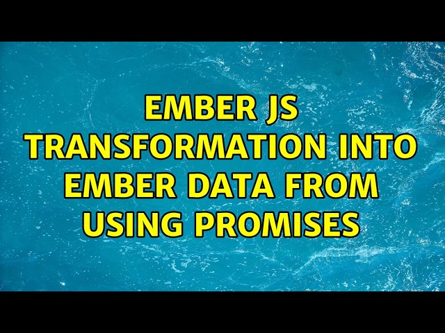 Ember JS transformation into Ember Data from using promises