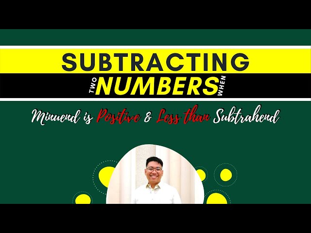 HOW TO SUBTRACT two numbers when minuend is positive and less than subtrahend | Math | MarkChavez