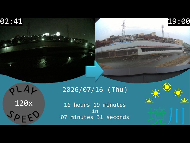 2026/07/16 Tokyo Sakai River Time Lapse / 東京境川タイムラプス(木曽東調池工事)/ Accéléré de la rivière Sakai à Tokyo