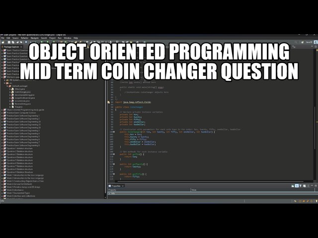 Object oriented programming mid term coin changer question