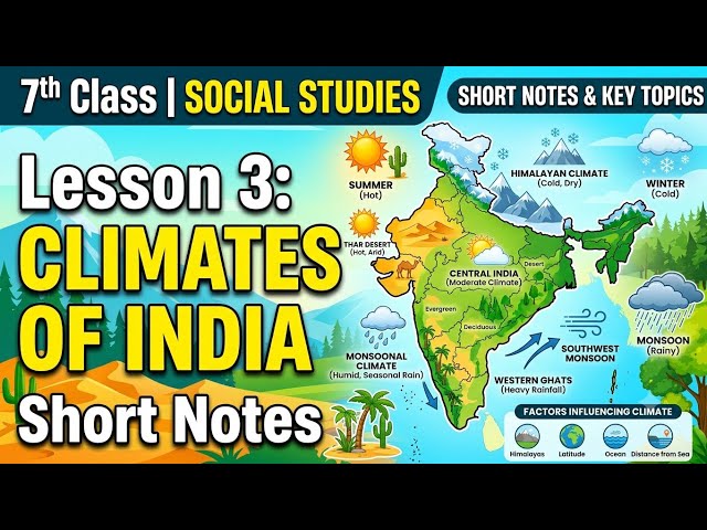Climate of India | Notes || Class 7 Lesson 3 || Social Science ||