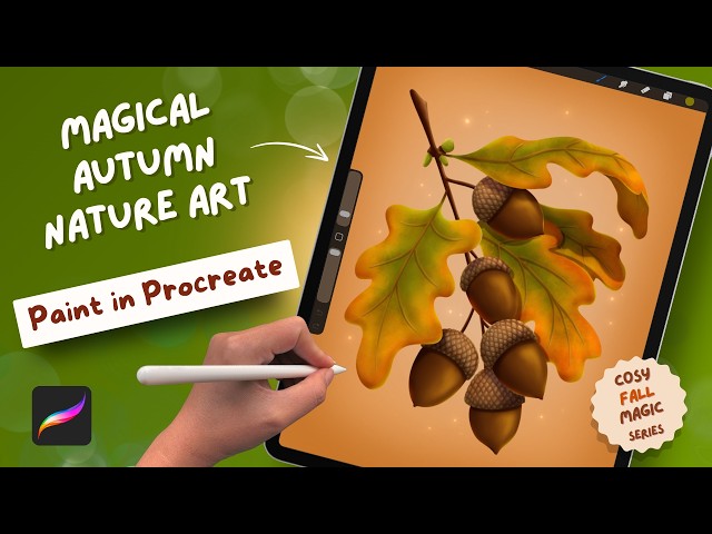The Secret to Painting Stunning Autumn Leaves & Acorns 🍂 Procreate Digital Art Tutorial