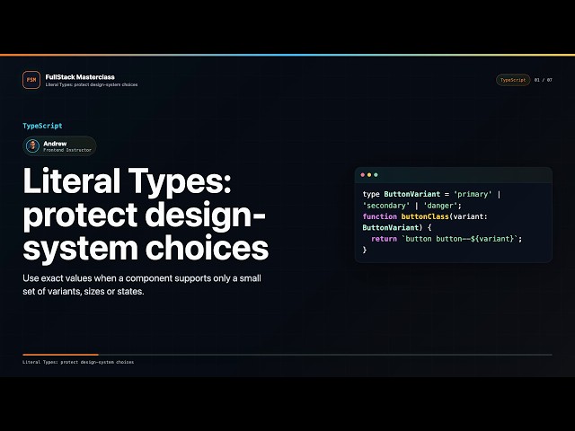 Literal Types Explained | FullStack Masterclass TypeScript Course