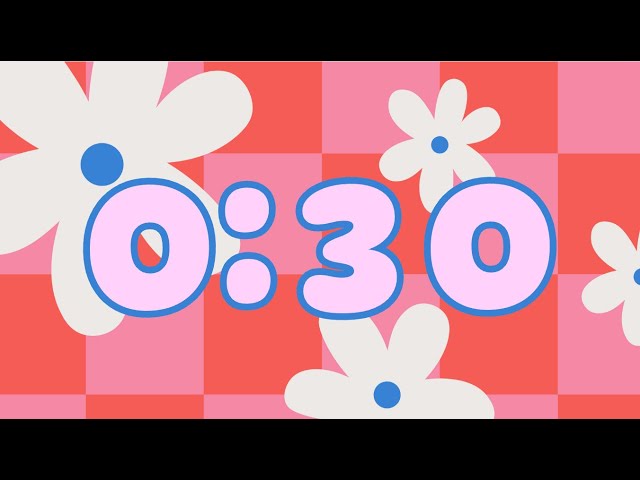 🌸 30 Second Timer | Flower Checkered Countdown with Study Music 🌟 4K