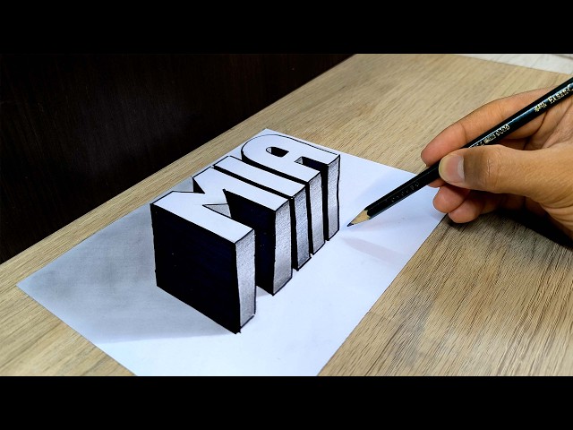 3D Drawing 🔥 How to Draw 3D LETTERS Name MIA with Depth Effect